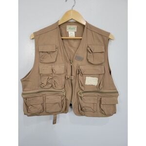 Ausable Mens Fishing Vest Tan Cotton Multi Pocket Utility Fly Vest ER500 Large